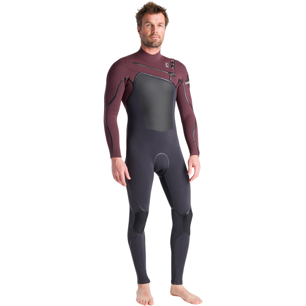 2026 C-Skins Mens Nuwave Wired LQS 4/3mm Chest Zip Wetsuit C-NWI43MCZ - Meteor / Rust X / White